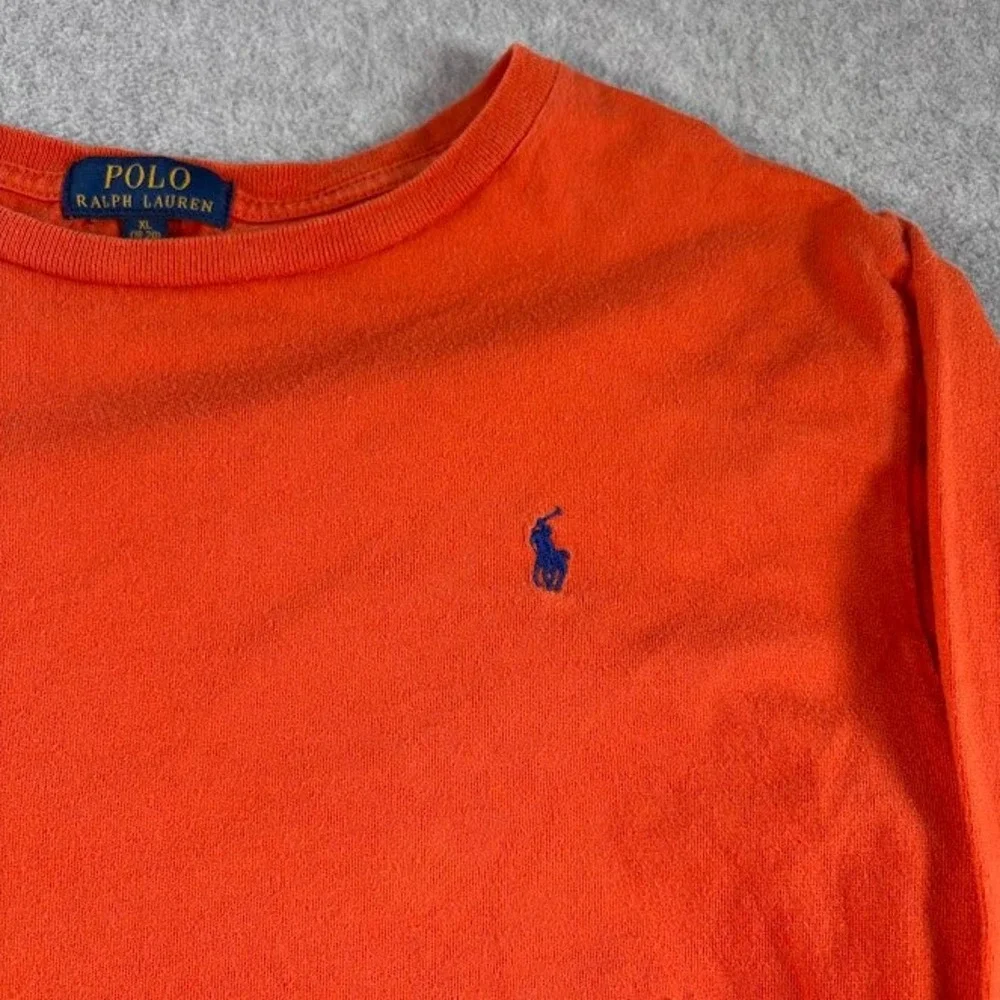 Polo Ralph Lauren Long Sleeve T-Shirt Boys XL Orange Solid Blue Pony Logo Tee